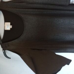 NWT eci  Dress shimmery dark grey/black, open shoulder, flowy sleeves